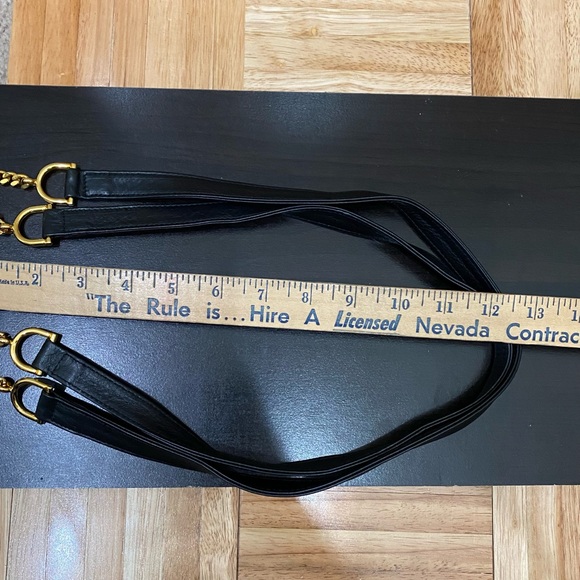 Vintage PALOMA PICASSO Italian Black Leather Gold Chain Handle Shoulder Bag - Picture 10 of 16